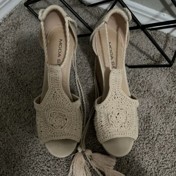 Ankle Tie Summer cork wedge heels